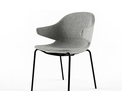 Gray Fabric Accent Chair With Modern Design Ergonomic Backrest Armrests And Metal Legs 3d model