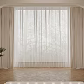 Elegant Sheer And Thick Curtains For Arch Window In Warm Living Room Interior