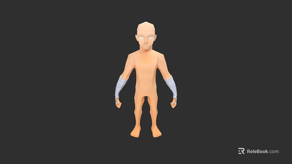 Low Poly 3D Game Movie Character With Orange Skin And White Arm Wraps 3d model 
