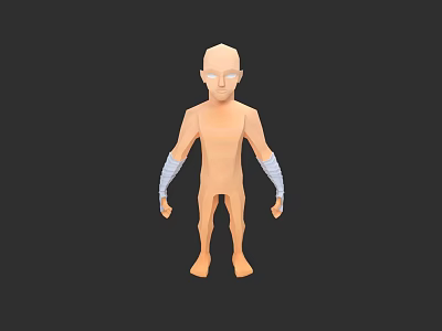 Low Poly 3D Game Movie Character With Orange Skin And White Arm Wraps 3d model
