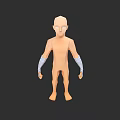 Low Poly 3D Game Movie Character With Orange Skin And White Arm Wraps