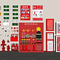 Essential Fire Equipment Collection With Fire Suits Helmets Extinguishers Hydrants Cabinets And Warning Signs