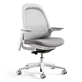 Modern Office Chair With Mesh Back Gray Seat And White Rolling Frame