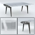 Contemporary Modern Table Featuring Transparent Glass Top And Dark Wooden Legs Design