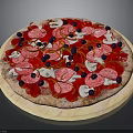 Delicious Pepperoni Pizza With Olives Cheese And Tomato Sauce On Wooden Plate