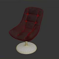 Black Leather Padded Chair With Metal Round Base And Modern Design