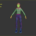 Game Film Character 3D Model With White Hoodie Blue Pants White Patterns And Black Boots