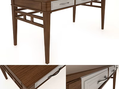 Classic Wooden Desk With Drawers And Elegant Leg Design For Home Office 3d model