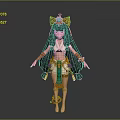Game Movie Character With Cat Ear Headdress Long Black Hair And Egyptian Style Outfit