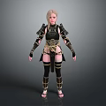 Game Movie Character With Blonde Hair In Black And Gold Warrior Style Armor