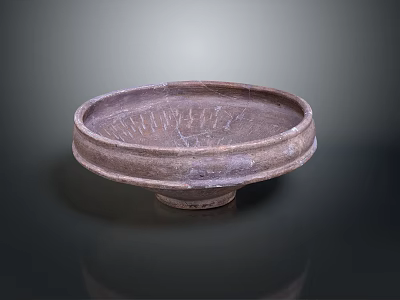 Handcrafted Traditional Ceramic Plate With Intricate Carved Sculptural Patterns And Details 3d model