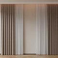 Brown And White Layered Curtains With Textured Design For Home Interior