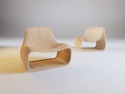 Two Woven Outdoor Chairs With Modern Sleek Design And Comfortable Seating For Garden 3d model