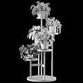 Multi Tiered Plant Stand With Various Green Indoor Plants For Home Decoration