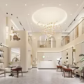 Elegant Modern Beauty Salon Interior With Chandelier Glass Railing And Styling Stations
