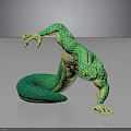 Mythical Green Scaled Creature With Four Limbs Curved Body And Sharp Claws 3D Render
