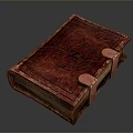 Red Leather Vintage Book With Decorative Symbol And Leather Straps For Home Decor