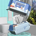 Wet Toilet Tissue in Bathroom with Open Packaging and White Toilet Near Green Plants