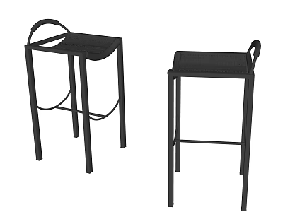 Modern Black Metal Bar Stools With Sleek Frame Design Set of Two 3d model