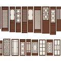 Wooden Casement Windows with Diverse Grid Patterns and Classic Designs 3d model