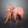 Realistic Pink Elephant Sculpture With Detailed Features On Dark Background