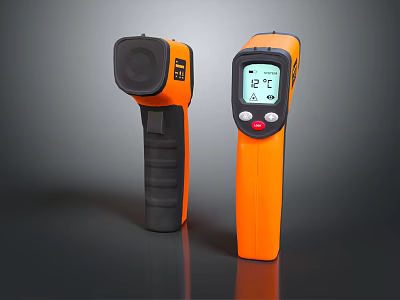 Handheld Infrared Thermometers Medical Device With Digital Display And Orange Black Design 3d model