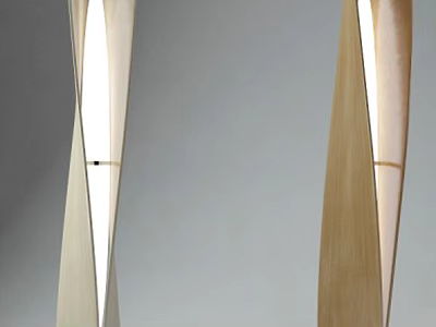 Unique Shaped Floor Lamp With Modern Twisted Design And Wooden Frame For Home Lighting 3d model