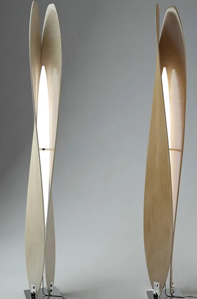 Unique Shaped Floor Lamp With Modern Twisted Design And Wooden Frame For Home Lighting 3d model