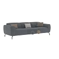 Modern Brown And Blue Sectional Sofa With Decorative Throw Pillows 3d model