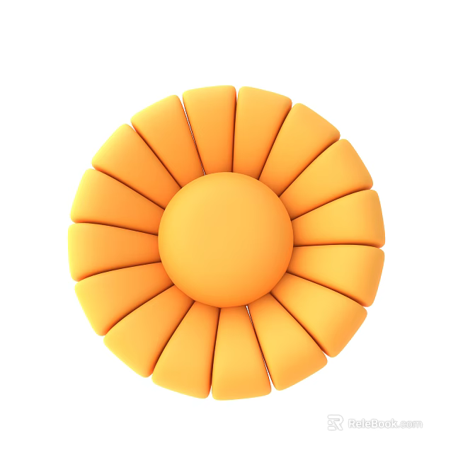 Modern Orange Sunflower Shaped Decorative Ornament Set with Round Petals and Central Circle 3d model 