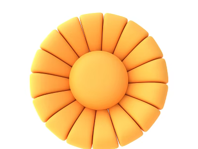 Modern Orange Sunflower Shaped Decorative Ornament Set with Round Petals and Central Circle 3d model