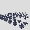 Black Industrial Pipe Fittings Various Types Connectors in Scattered Arrangement