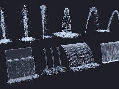 Decorative Garden Fountain Features With Various Water Spray Designs And Styles 3d model