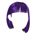 Vibrant Purple Straight Wig with Blunt Bangs and Shoulder Length Hairstyle Design