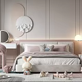 Cozy Kids Room Interior With Pastel Pink White Decor Stuffed Toys And Study Desk