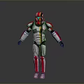 Futuristic Robot Armor Design With Red White Gray Helmet And Armored Body