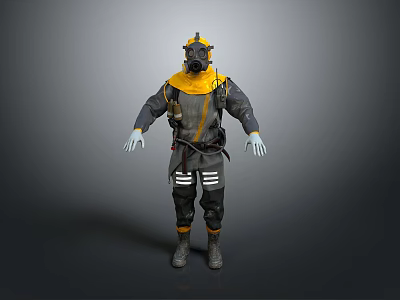 Tactical Combat Weapon With Protective Suit Helmet And Military Gear 3d model