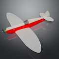 Shiny Red and White Model Airplane With White Wings Tail and Green Propeller