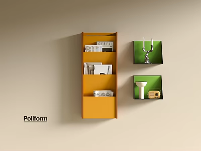 Middle Antique Bookshelf Bauhaus Bookshelf Middle Antique Bookshelf Wall-Hanging Bookshelf 3d model