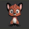 Adorable Cartoon Fox Character Red Body Black Ears White Belly