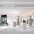 Bright Modern Clothing Store Interior With White Racks Mannequins Dresses And Handbags