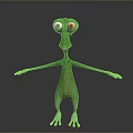 Green Animated Character With Big Eyes Long Limbs And Open Arms