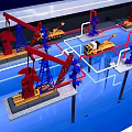 Blue Oilfield Equipment Model Display With Technical Data Screen And Platform 3d model