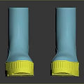 Turquoise Ankle Boots With Yellow Platform Sole And Black Trim Design