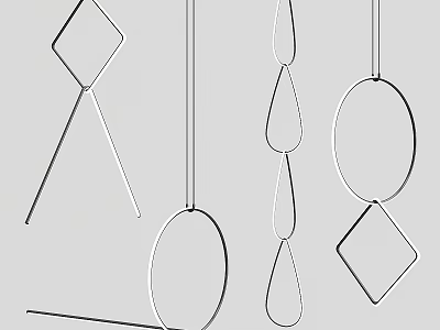 Modern Minimalist Chandeliers With Linear Design And Geometric Shapes Diamond Oval Teardrop 3d model