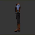 3D Character Outfit With Blue Shirt Sleeves Orange Vest Brown Pants And Boots
