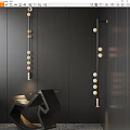 Modern Interior Wall Lamps With Spherical Bulbs On Dark Background 3d model