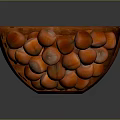 Natural Wooden Bowl Filled With Fresh Brown Chestnuts On Dark Surface