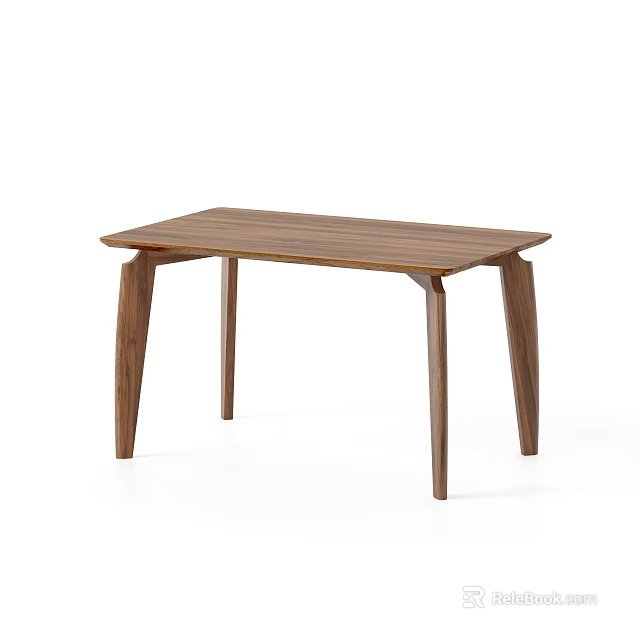 Wooden Dining Table Modern Minimalist Design With Rectangular Top And Sleek Legs 3d model