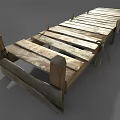 Old Rustic Wooden Pallet With Weathered Planks And Wooden Posts